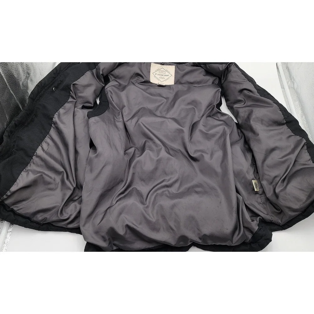 St Johns‎ Bay Mens Puffer Vest Black Full Snap Pockets Size L Lined Zip Snap